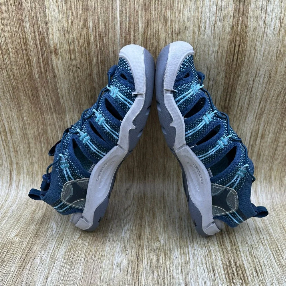 KEEN Evofit One Water Sandals Women's Size 7 Blue Knit Bungee Hiking Shoes